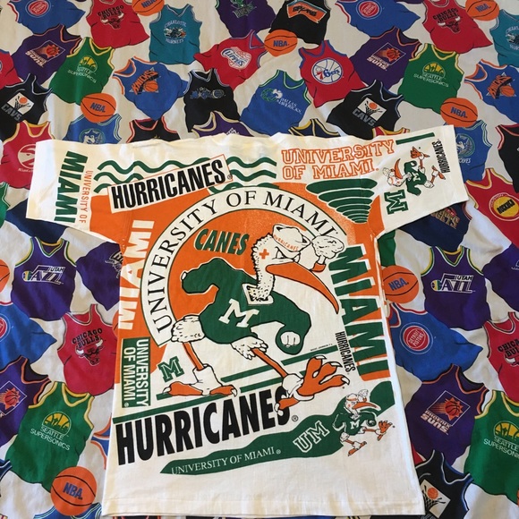 Vintage Magic Johnson T’s Miami Hurricanes AOP - Picture 2 of 5